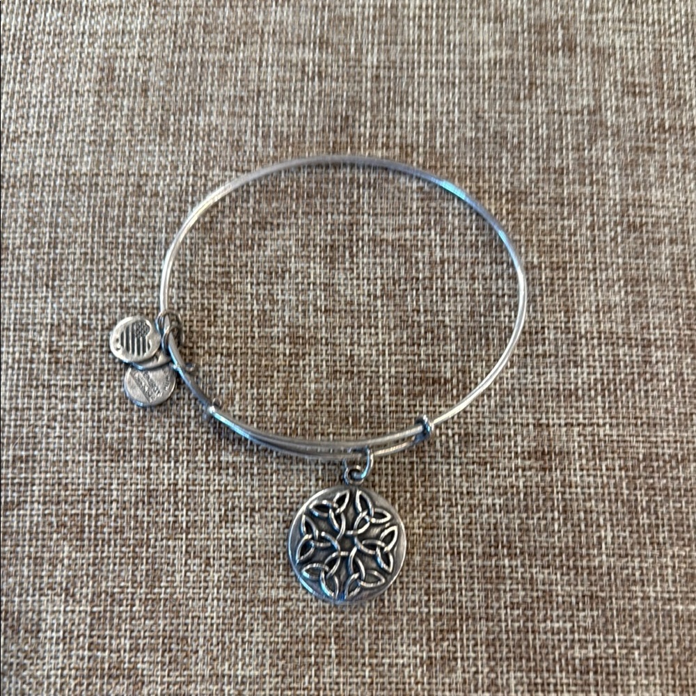 Alex + Ani Silver Tone Endless Knot Charm Bangle Bracelet